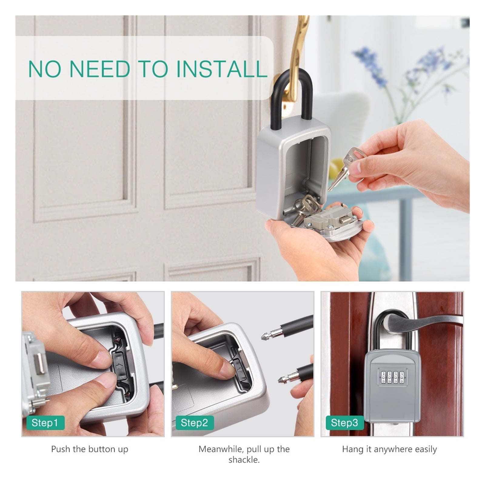 Key Storage Box ,Combination Password Security Code Lock Home Key Safe Box Outdoor Waterproof Safe