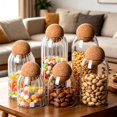 thumbnail image 4 of Bxaolu 1Pack Glass Jars with Cork Ball Lid - Kitchen Food Terrarium Airtight Clear Storage Canisters with Wooden Lids for Cookie Candy Coffee Bean Spice Sugar Rice, 16.9Oz/500ML, 4 of 9