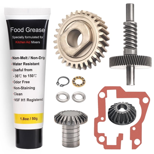 9706529 W11086780 9709231 Wp9709231 Engranaje De Gusano - Por Ohoho - Compatible Con Piezas De Repuesto De Batidora De Pie Whirlpool/Kitchenaid 5Qt Y 6Qt - Con Anillo De Presión Y Grasa De 1.8 Oz Y Ro