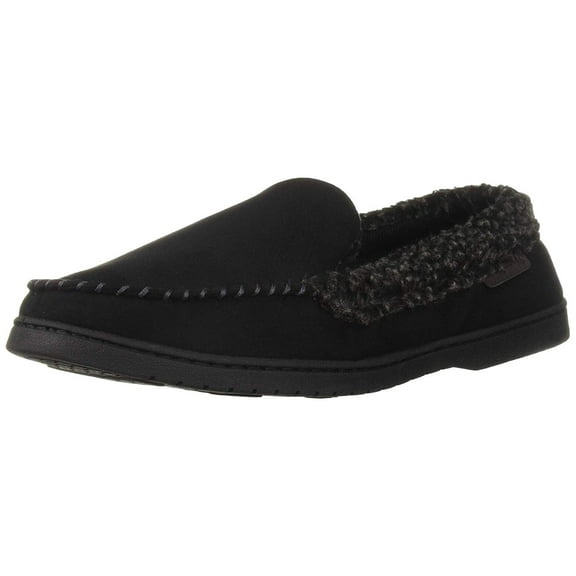 Dearfoams Men's Memory Foam Slipper Microsuede Moc Whipstitch S, Black