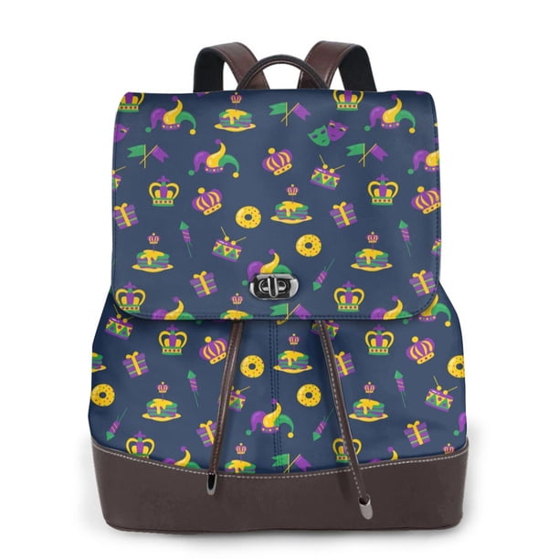 Fotbe Mardi Gras Carnival Mochila Bolso con Estampado para Mujer, Mochila Antirrobo de Nylon Impermeable, Bolsa Ligera de Hombro