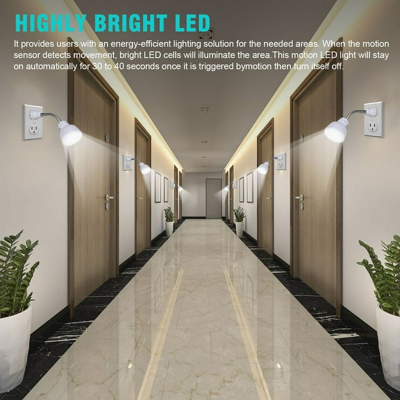 2Pcs 3W Night Lights Auto On/Off, Night Lights Plug Into Wall, Motion Sensor AC Outlet Kids Night Lights for Bedroom, Kitchen, Bathroom, Baby Room, Hallway, White