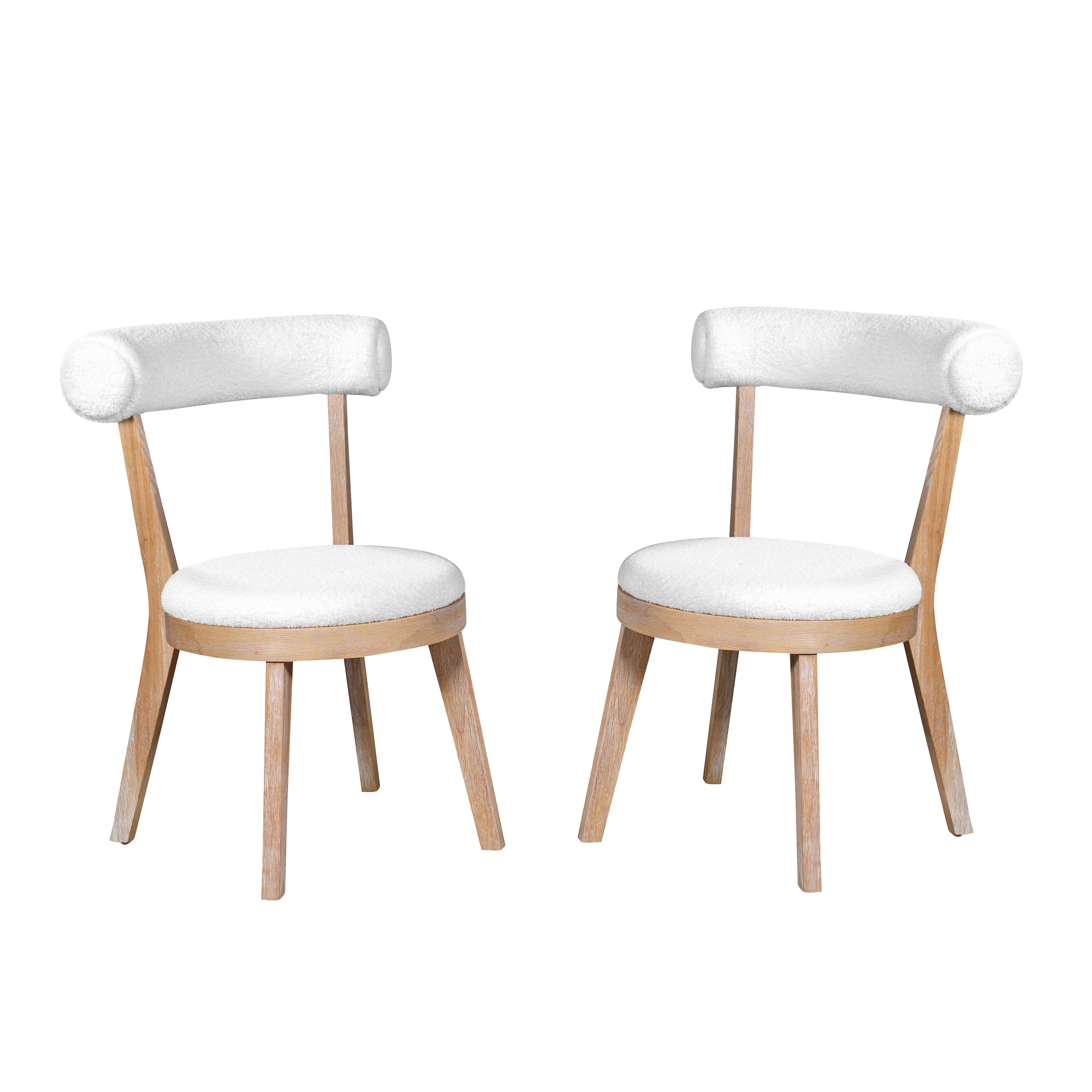 Upholstered Dining Chair, Set of 2 with Thick Padded Seat and Rubberwood Frame, Beige Fabric for Modern Dining Room Kitchen