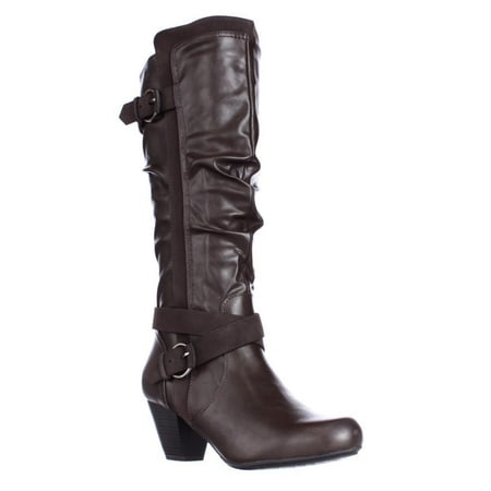 Womens Rialto Crystal Knee High Slouch Boots, Brown