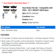 thumbnail image 2 of Rear Brake Pad Set - Compatible with 2004 - 2011 INFINITI QX56 Base 2005 2006 2007 2008 2009 2010, 2 of 2