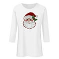 thumbnail image 4 of asdoklhq Long Sleeve Tops Christmas Ladies' Christmas Round Neck 3/4 Sleeve T-shirt Shirt White M, 4 of 4