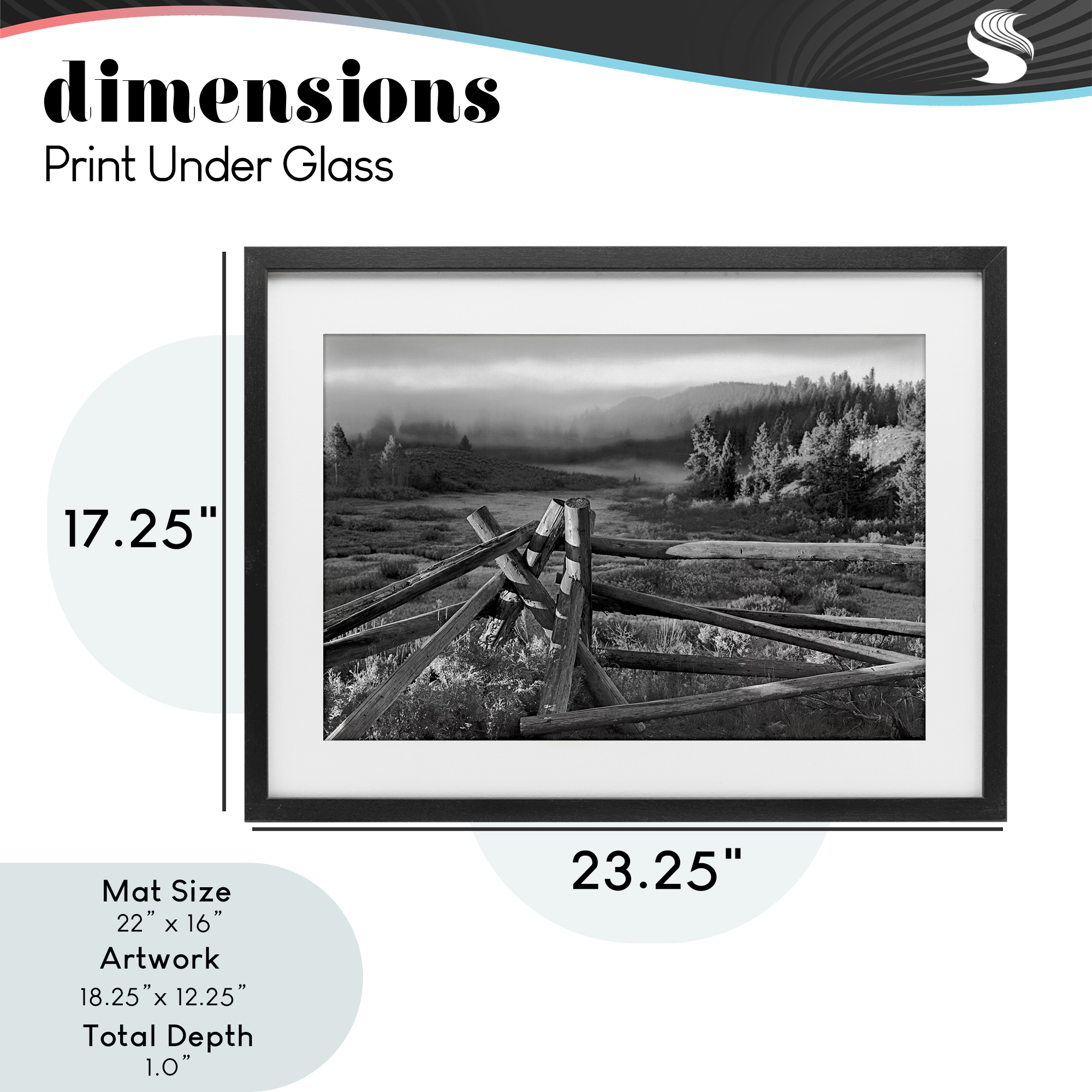 Grand Tetons Fence Beyond Black Framed Print Under Glass, design by MJ Photography