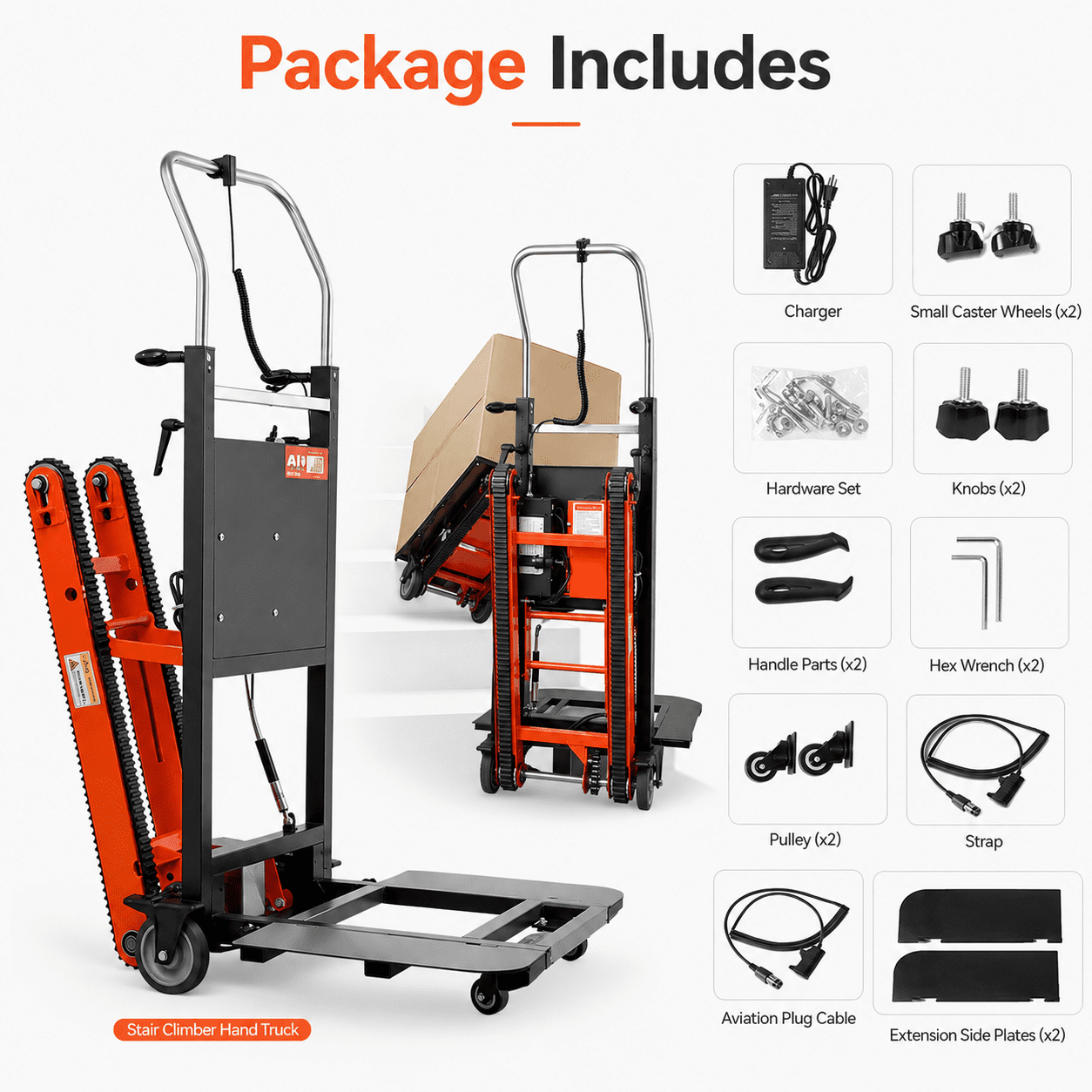 RXFSP Adjustable Ergonomic Foldable Aluminum Hand Truck Dolly Cart 441lb Capacity Electric Climbing