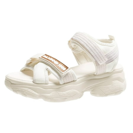 

PEASKJP Summer Sandals Women s Desert Kiss-Stretch Quarter Strap Sandal Flat (Beige 7.5)