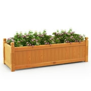 Resenkos Raised Planter Boxes, Large Space Elevated Flower Beds,Wooden Rectangular Garden Bed with Drainage System-Natural