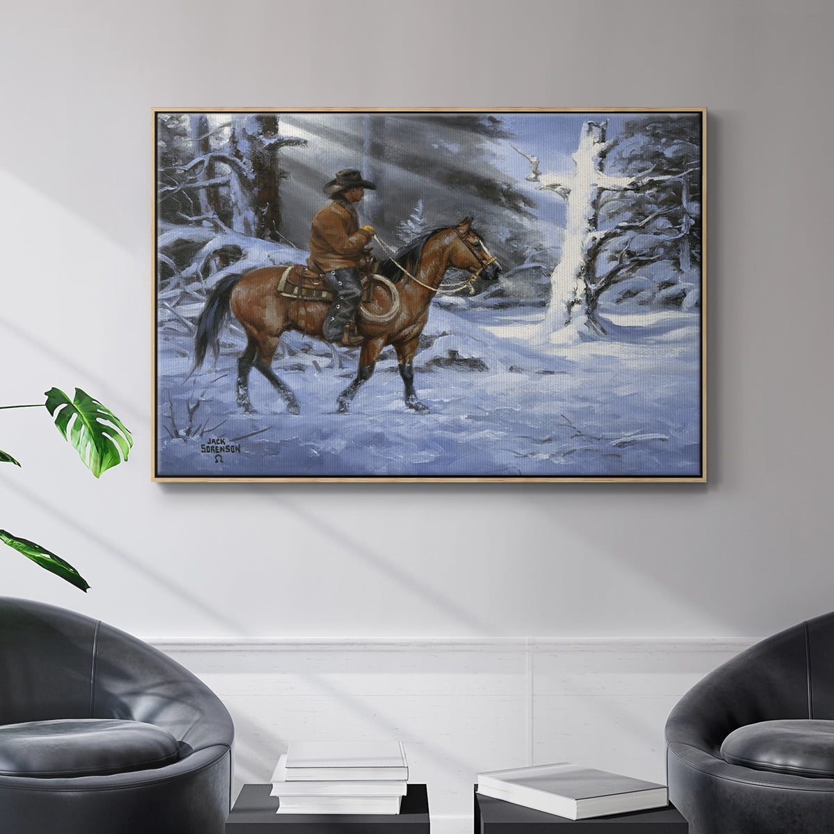 Silent Night, Holy Night - Framed Gallery Wrapped Holiday Canvas - 17 x 25 - Natural Wood Frame