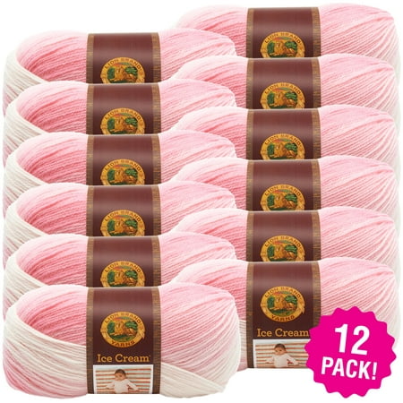 Lion Brand Ice Cream Yarn - Strawberry, Multipack of