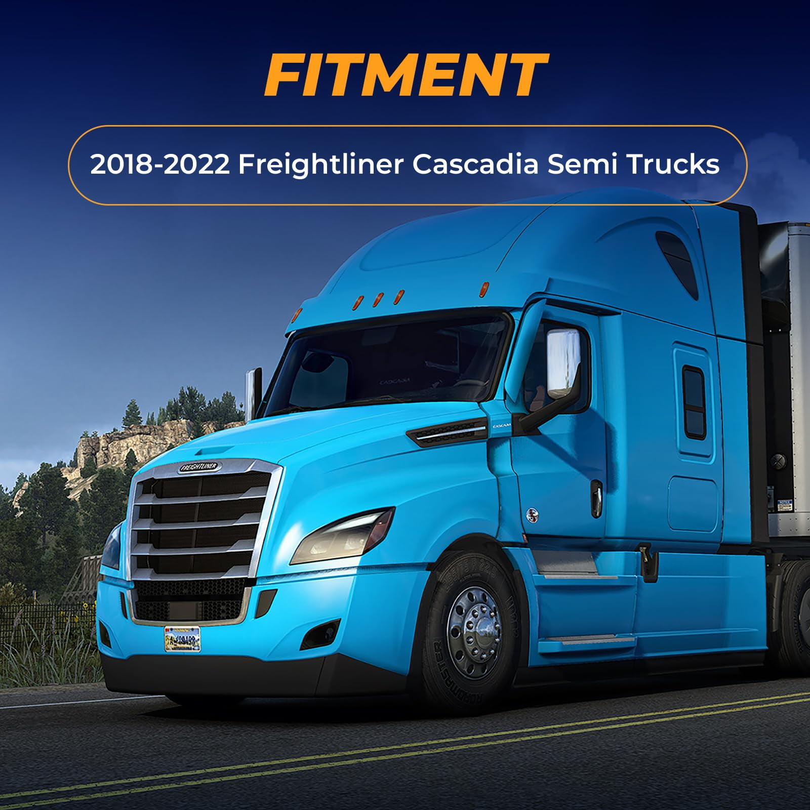 TORQUE Replacement Chrome Grill Grille for 2018 2019 2020 2021 2022 Freightliner Cascadia Semi Trucks with Bug Screen (TR069)