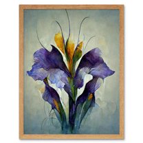 Iris Bouquet Modern Watercolour Art Print Framed Poster Wall Decor 12x16 inch