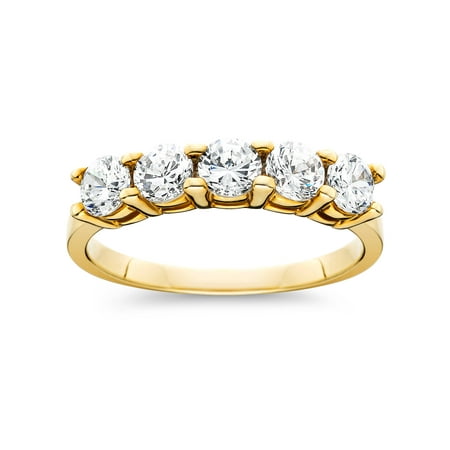 Pompeii3 - 1 cttw Five Stone Diamond Wedding Anniversary Ring 14K ...