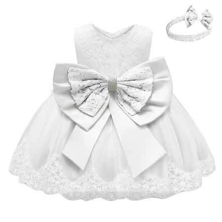 

DNDKILG Baby Toddler Girls Bow Dress Sleeveless Summer Sundress Floral Dresses White 6M-5t 100