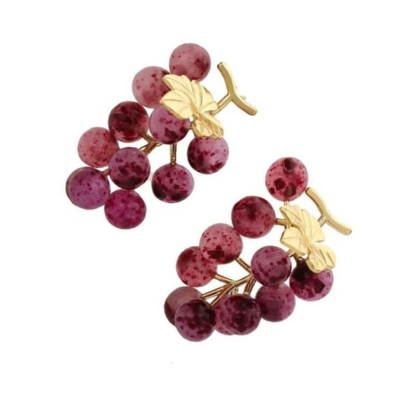 Necvior Purple Grape Drop Earrings Fruits Shape Pendant Dangle Earrings Women Jewelry