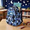 thumbnail image 3 of Garronmavis Blue Camo Lightning Ocean Shark 4PCS School Backpack Set, 17 Inch Cool Boys Daypack with Insulated Lunch Bag, Pencil Pouch and Water Bottle Holder for Sea Animal Lovers, 3 of 8
