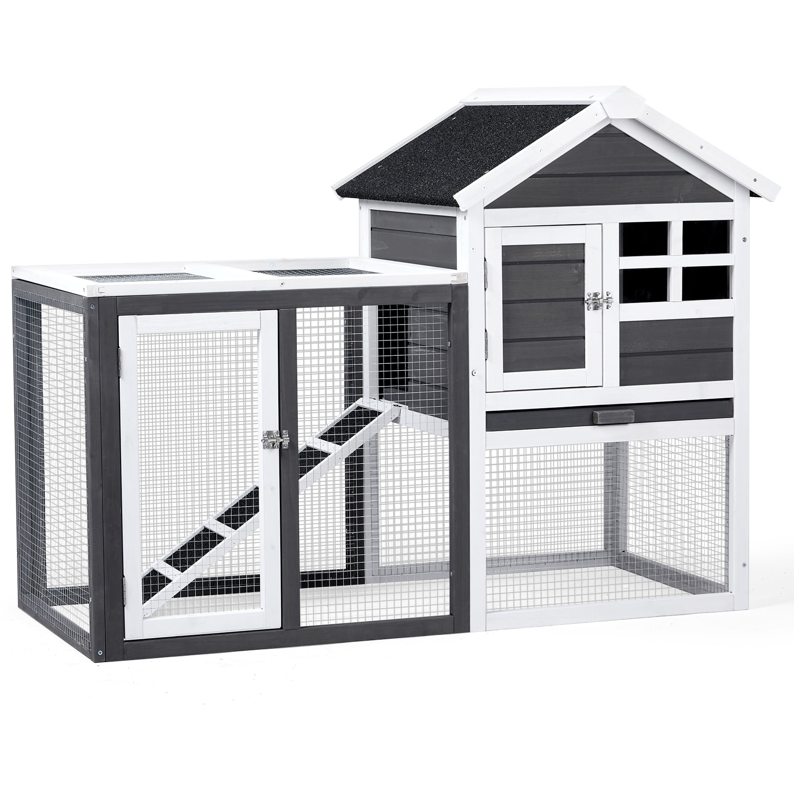kitta オーガニックコットンファーベスト　グレー size1 Ktaxon Wooden Chicken Coop Rabbit Hutch, Pet House, 48'' Gray, Fir