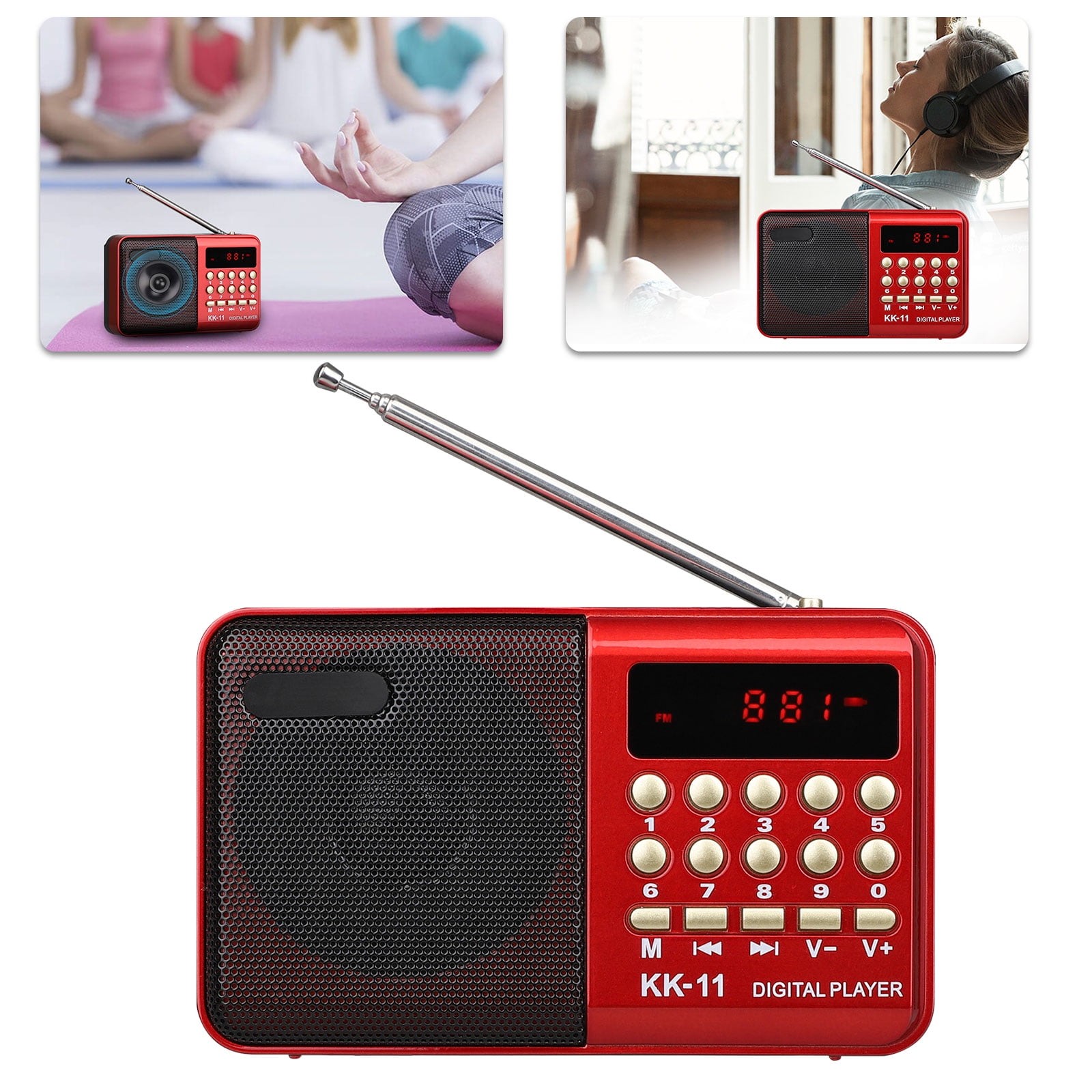 Portable LCD Digital AM//FM Radio Stereo Audio Speaker MP3 Player USB Micro TF SD