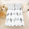 thumbnail image 5 of jejeloiu Cute Bird Queen Sheets For Men Women,Nature Print Queen Sheet Sets,Grey Blue White,4-Piece,1 Flat Sheet, 1 Fitted Sheet and 2 Pillowcases, 5 of 6