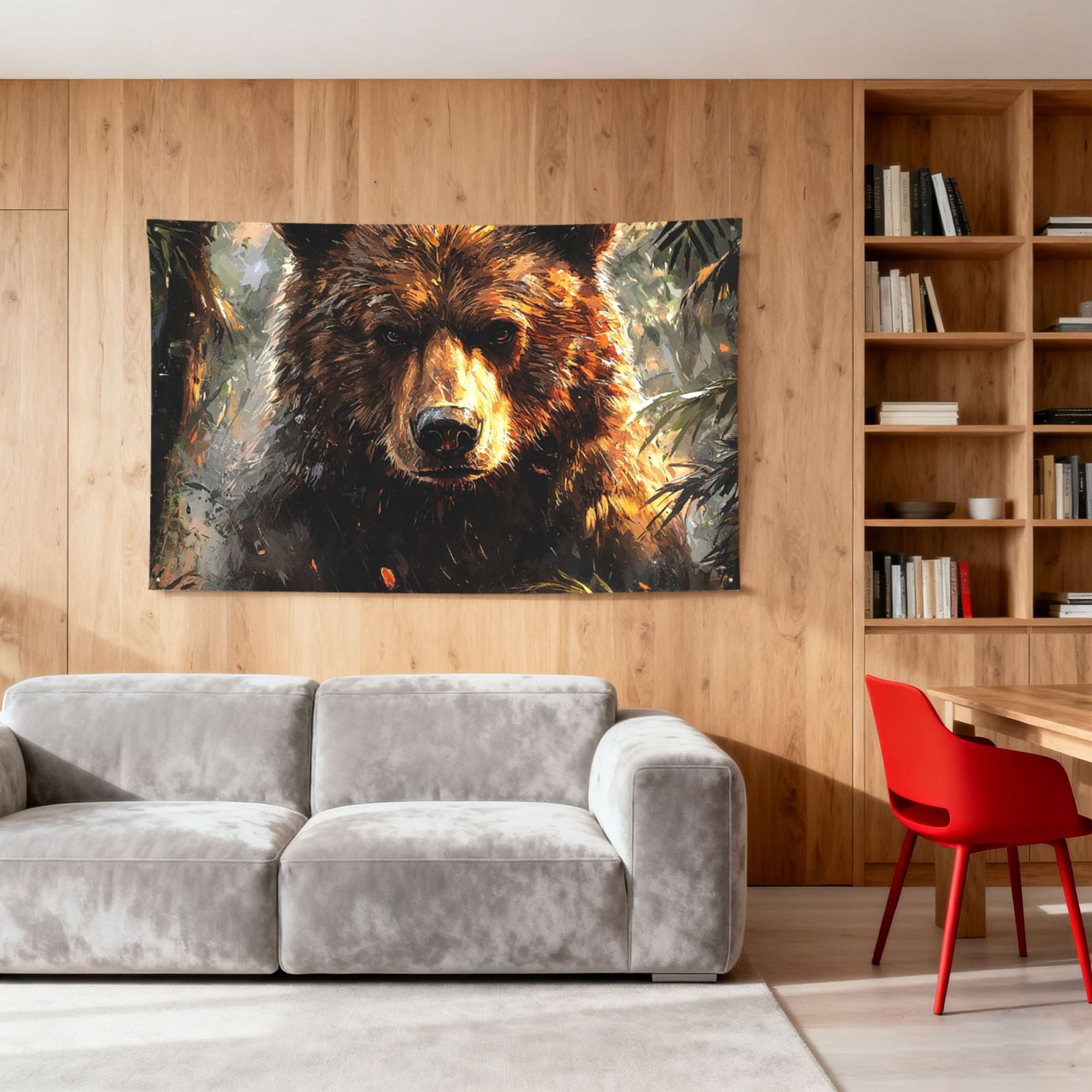 Bear Animal Art Four Hole Decorated Banner Flag for Garden Yard Home Decoration Indoor Outdoor 4x6 Ft