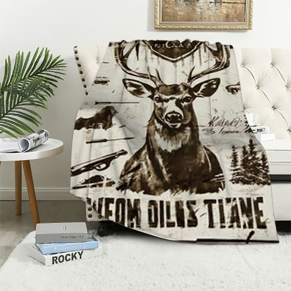 Patifu Deer Arrows Gun Warm Lightweight Soft Fleece Blanket All Seasons for Living Rooms Sofa Decor 40x50in