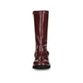 thumbnail image 6 of BLISSFUL STEP Women's Buckle Zipper Block Heel Combat Boots Burgundy 8.5, 6 of 7