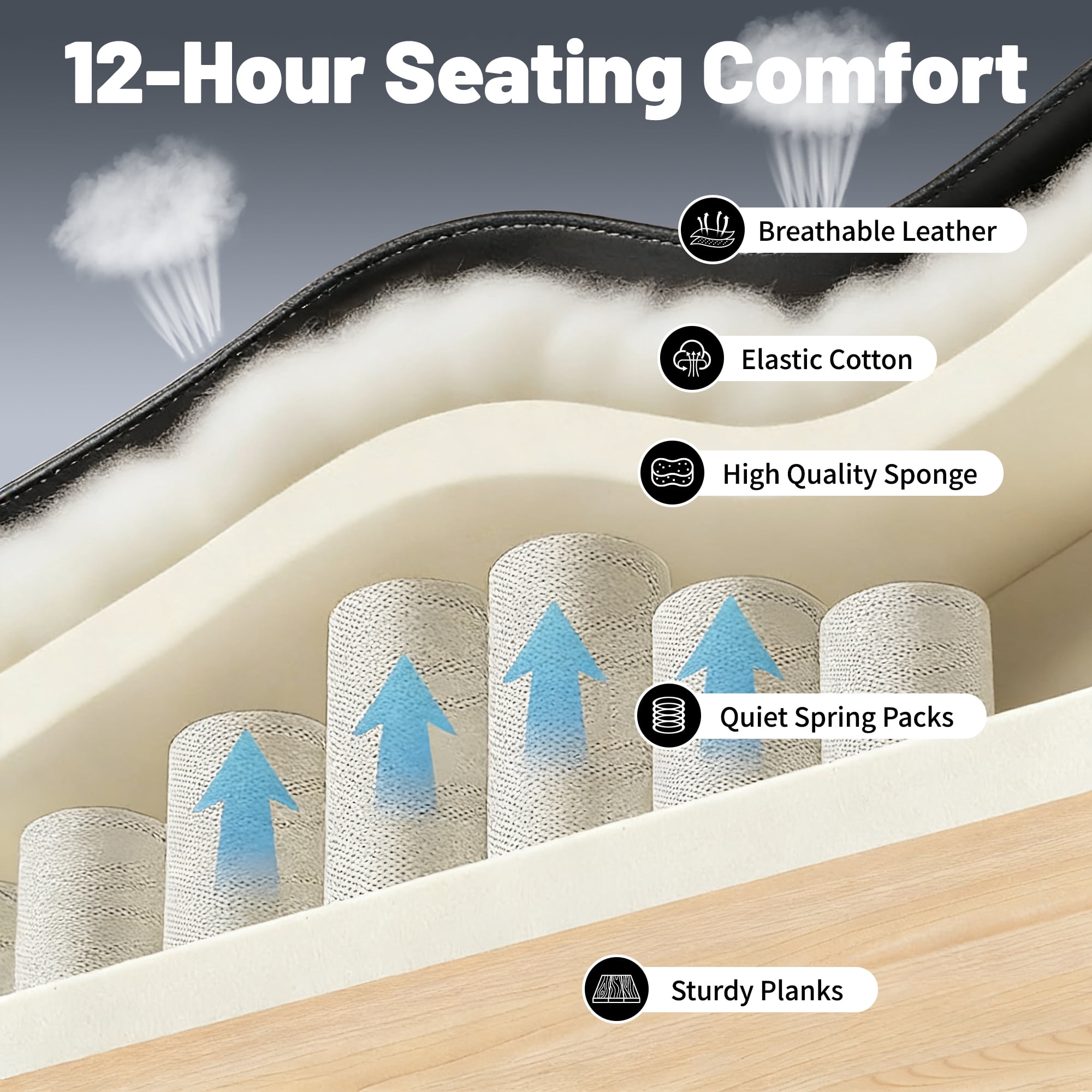 Heavy Duty Big and Tall Office Chair, Executive Chair with Adjustable Headrest, High Back Extra Wide Seat, Large Computer Desk Chair for Home Office