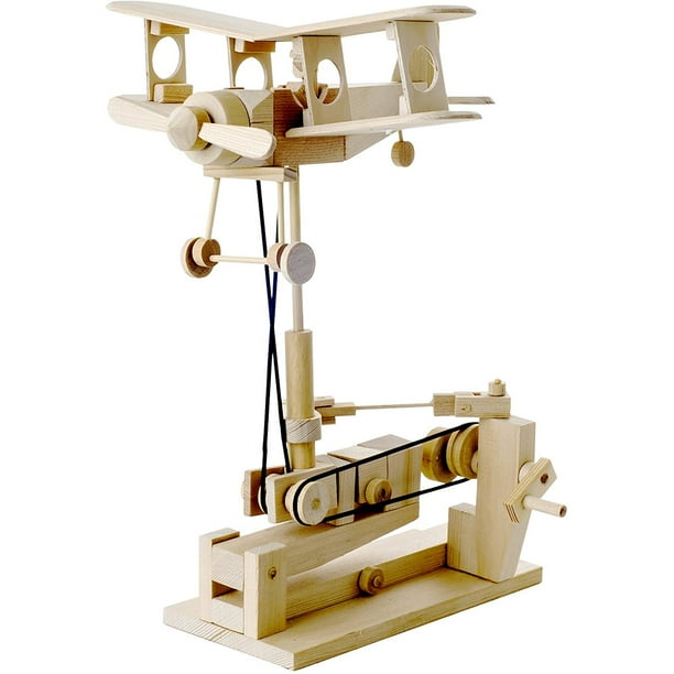 Timberkits BiPlaneMechanical Wooden Construction Kit Model, Natural