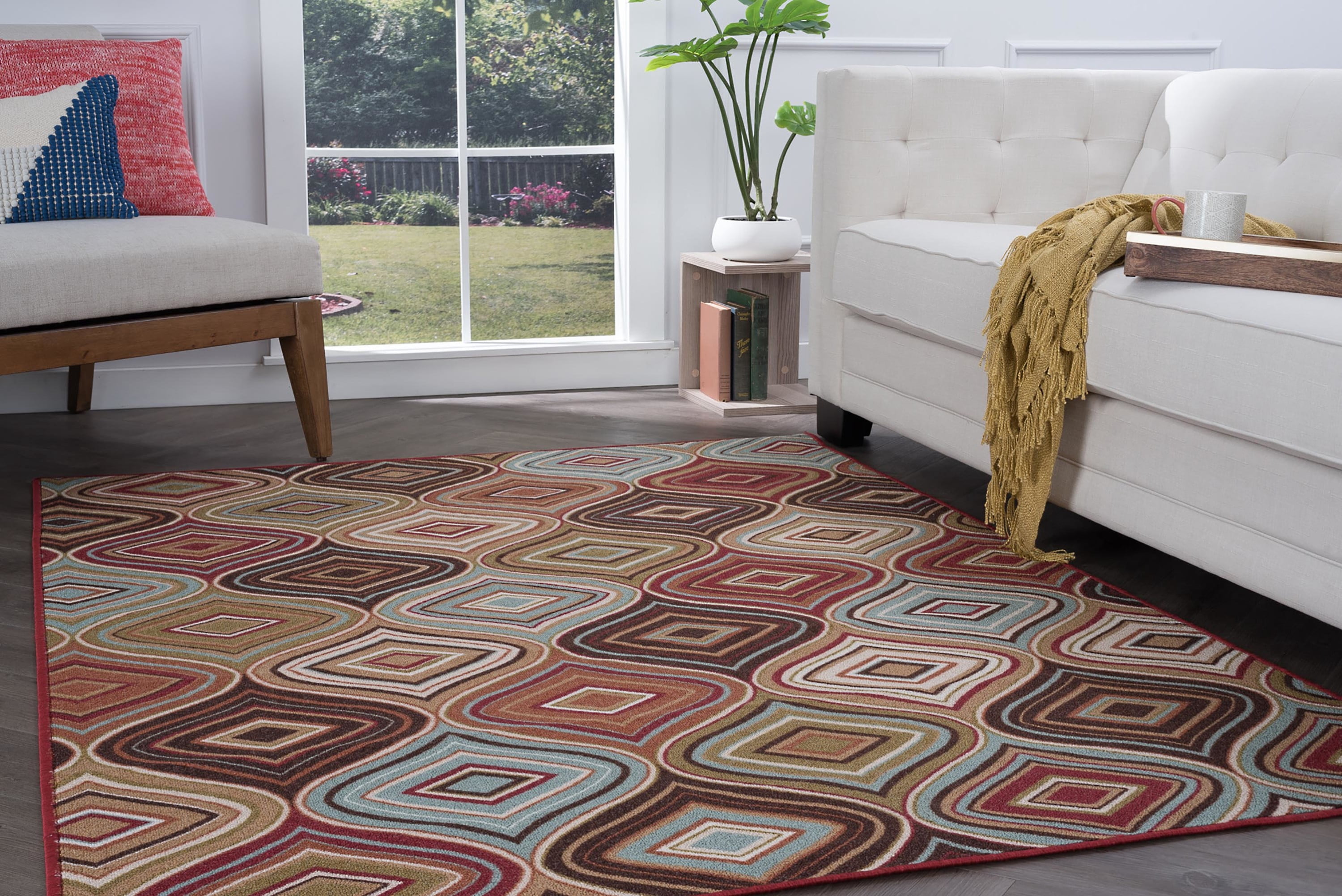 Contemporary Area Rug (3-Piece Rug Set: (5' x 7', 20'' x 60'', 20'' x 32'')) Geometric Multi-Color Indoor Set Easy to Clean