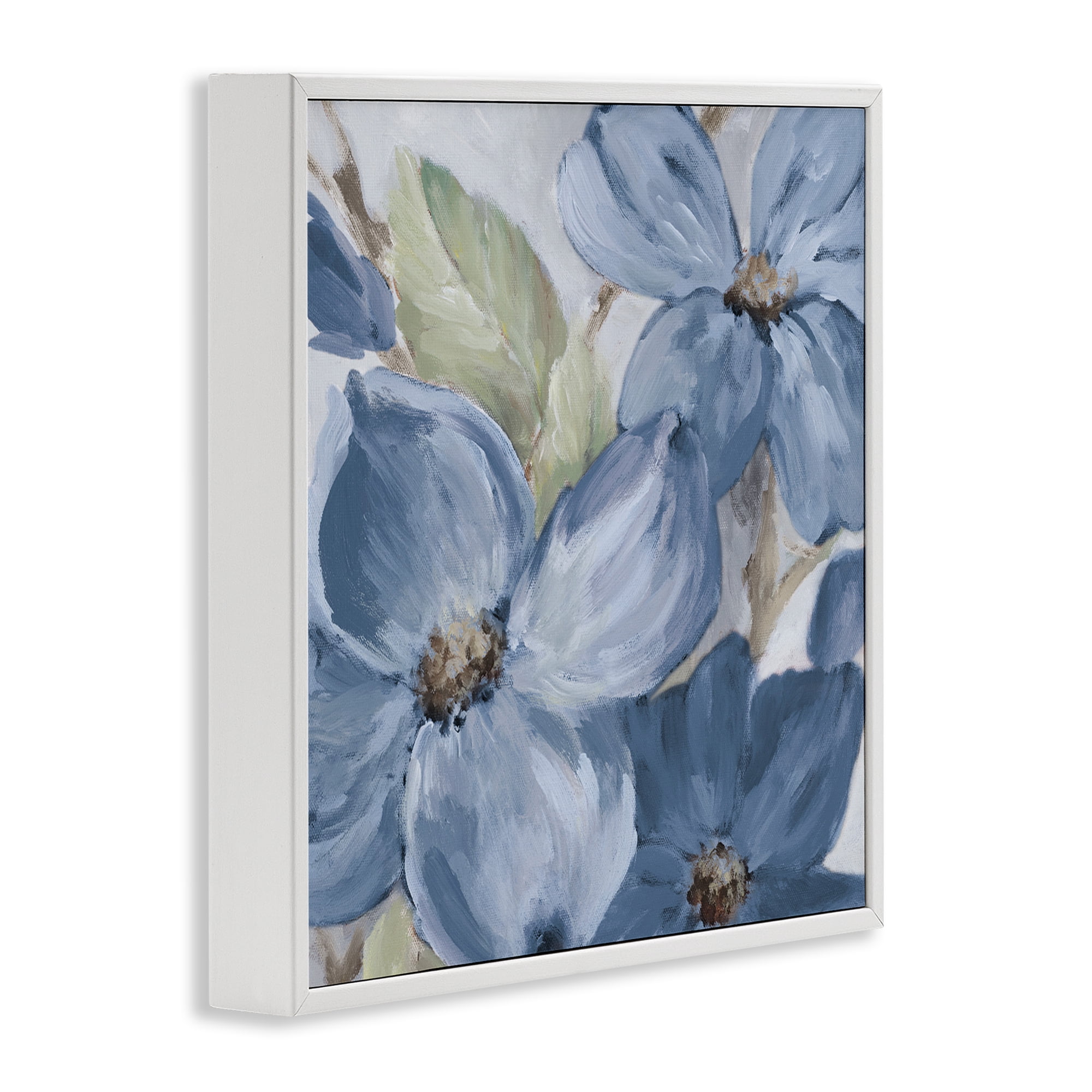 Stupell Industries Silent Blue Bloom Botanical & Floral Painting White Framed Art Print Wall Art, 12 x 12