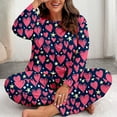 thumbnail image 6 of Posijego Women's Plus Size Pajama Set Heart Graphic Long Sleeve Sleepwear Pants Pjs Lounge Sets XL-5XL, 6 of 6