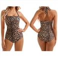 thumbnail image 3 of Traje de Baño de una Pieza con Control de Abdomen para Mujer, Estilo Retro, Estilo Halter. Estampado de Leopardo XL, 3 of 7