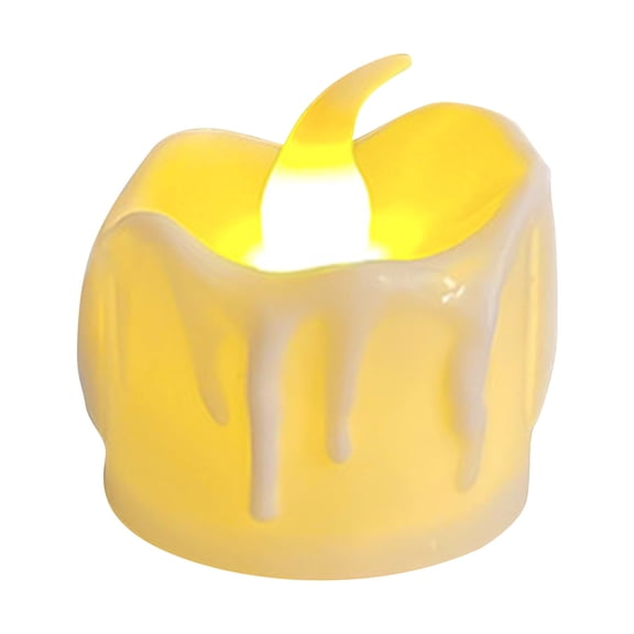 Flameless Votive Candles, Real Wax Dripping Design, LED Faux Battery Operated Tealight Candles with Timer for Fall and Halloween, Batteries Included - White