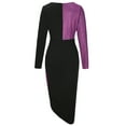thumbnail image 5 of Herrnalise Women's Colorblocking Sexy Long Sleeve Wrap Dresses S-3XL, 5 of 6