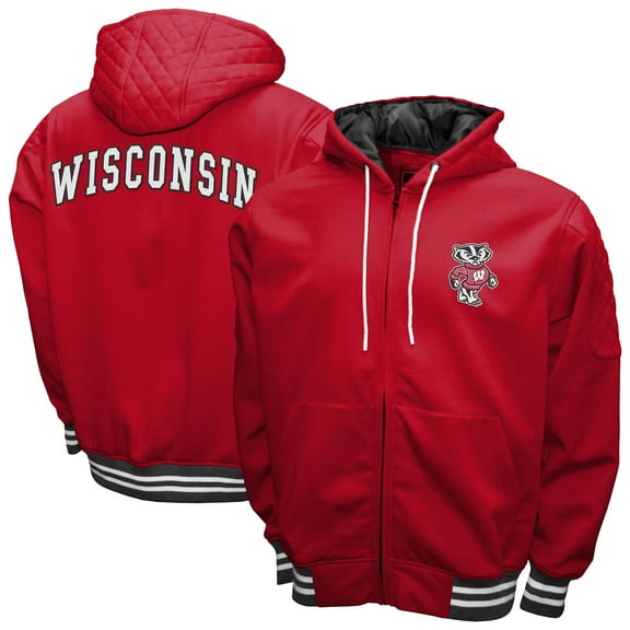 Men's Franchise Club Red Wisconsin Badgers Grind Full-Zip Hoodie Jacket