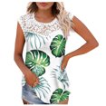 thumbnail image 1 of Camiseta sin mangas de encaje con estampado de mujer Camiseta sin mangas de empalme de cuello redondo Camiseta ligera y cómoda delgada OAVQHLG3B Store lin121212, 1 of 5