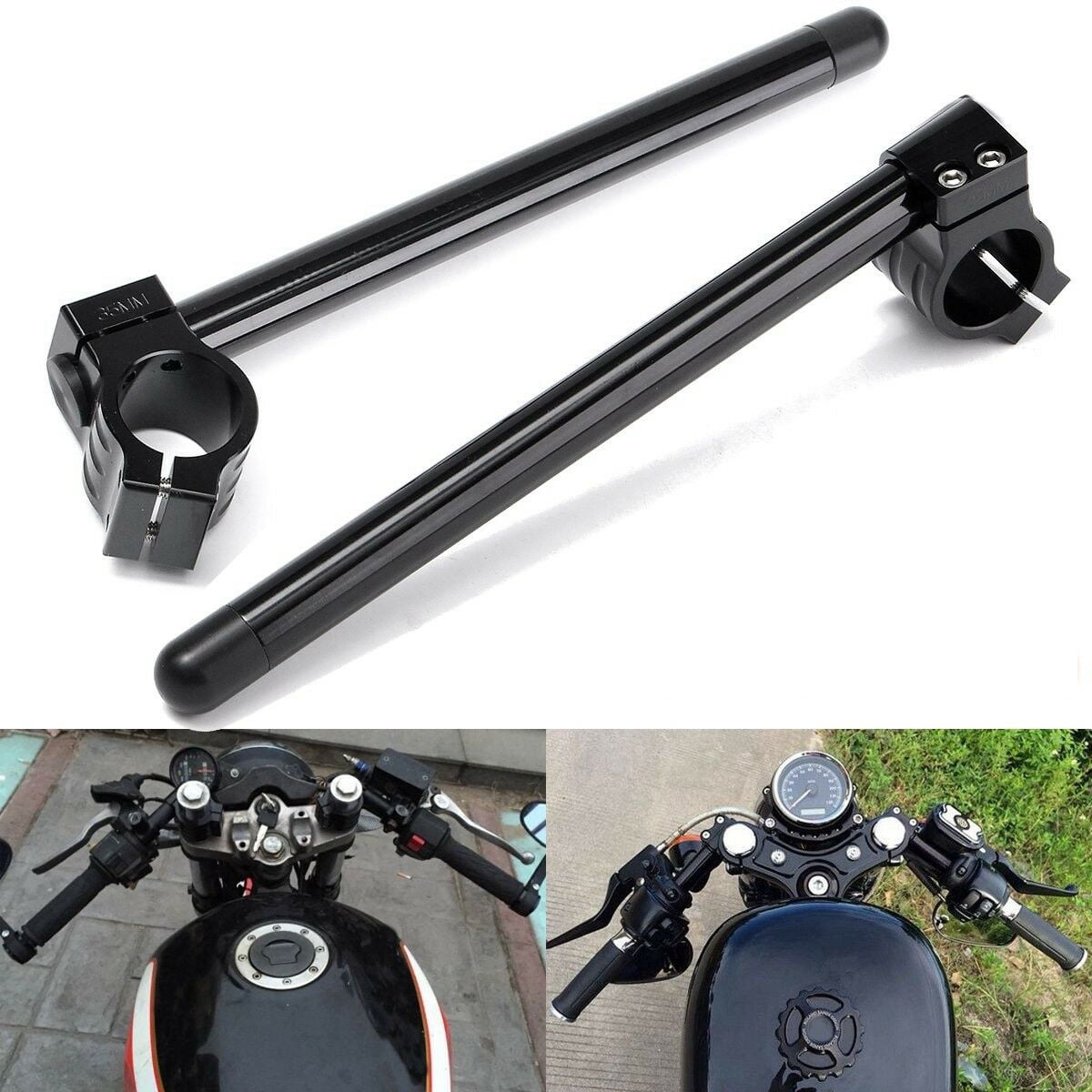 Alician Universal Motorcycle 7/8inch Handlebar Clip-On 31-51mm Fork Tube Black for Cafe Racer 39mm Auto Accessories 
