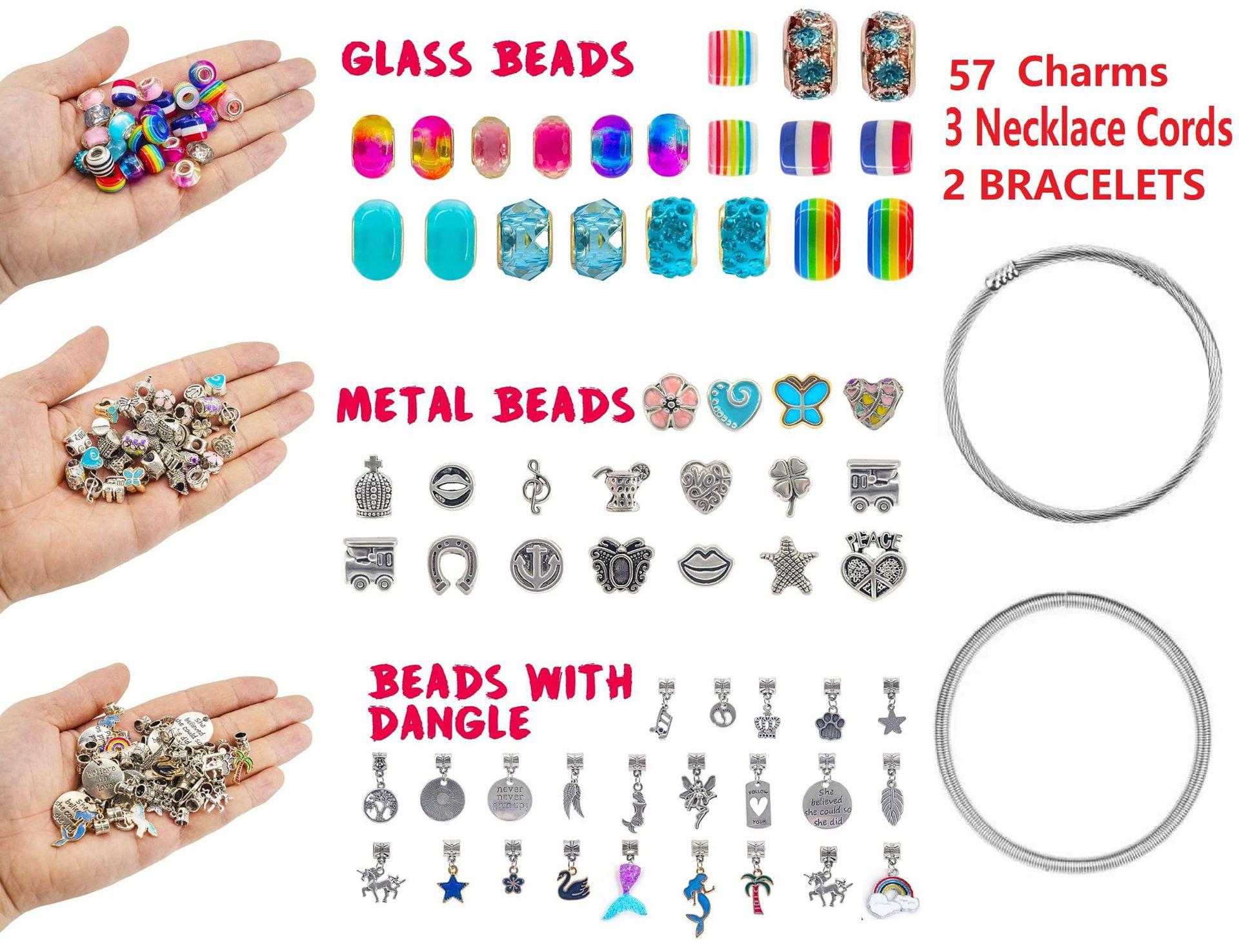Charm Bracelet Making Kit Diy Craft Jewelry Gift Set For Kids Girls Teens A  (ruipei)