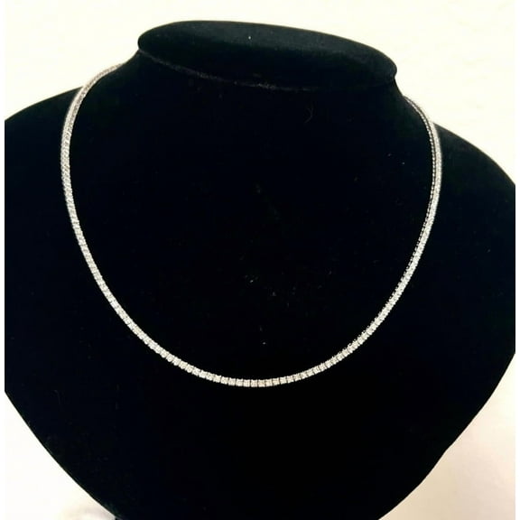 22ctw Round Solitaire 3MM Simulated Diamond 20inch Tennis Necklace 14K White Gold Plated Silver