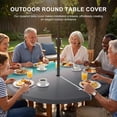 thumbnail image 2 of Round Outdoor Tablecloth with Umbrella Hole and Zipper, Turquoise Grey Ombre Fitted Table Cover with Elastic for 55-60 Inch, Teal Modern Geometric Striped Abstract Art Waterproof Patio Tablecoths, 2 of 9