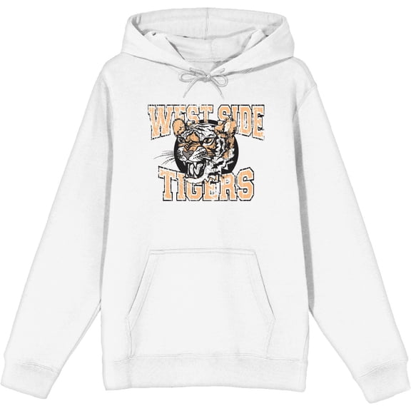 Vintage Sport West Side Tigers Adult White Long Sleeve Hoodie-Medium