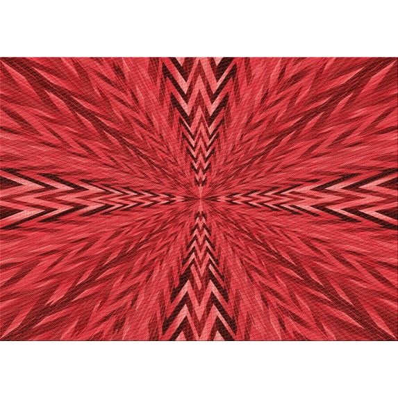 Ahgly Company Indoor Rectangle Patterned Red Area Rugs, 7' x 10'