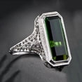 thumbnail image 2 of 925 Sterling Silver Baguette Princess Emerald Retro Diamond Band Rings, 2 of 2