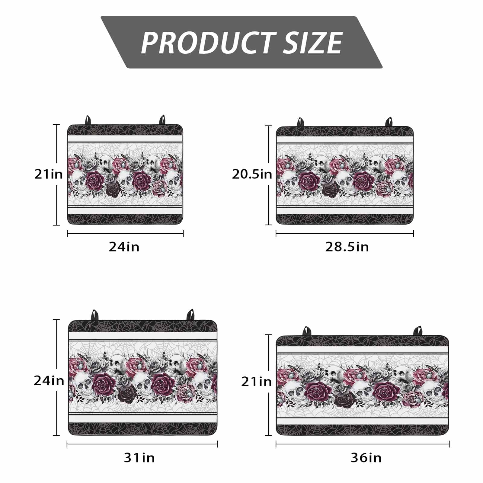 Halloween Stove Top Cover for Electric Stove, Heat-proof & Non Slip Glass Top Stove Cover Protector, Black Purple Skull Roses Horror Flower Kitchen Flat Cooktop Rubber Mat 24x21 Inches