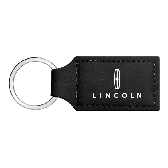 iPick Image for Lincoln Rectangular Black Leatherette Key Chain, Official Licensed