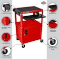 thumbnail image 3 of Adjustable Height Red Metal A/V Cart With Pullout Keyboard Tray And Cabinet, 3 of 4