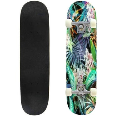 Tropical seamless pattern Watercolor background Outdoor Skateboard Longboards 31"x8" Pro Complete Skate Board Cruiser