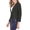 thumbnail image 4 of MODA NOVA Junior's Open Front Zipper Collarless Solid Cropped Blazer Black XXL, 4 of 5